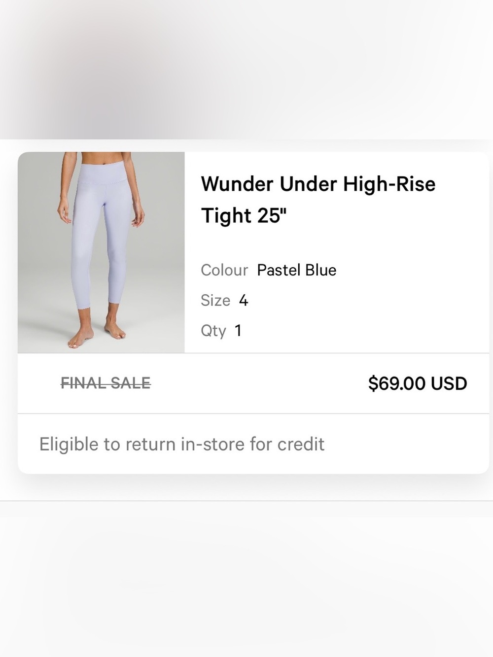 Lululemon Wunder Under High-Rise Tight 25" - Pastel Blue